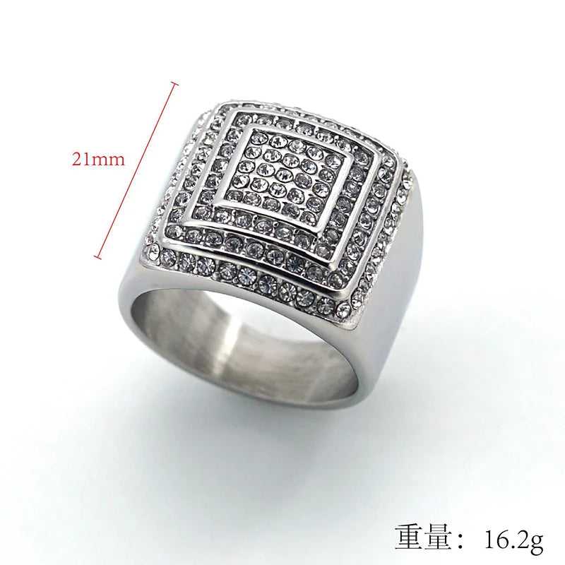 Stainless Steel Arc Square Finger Ring