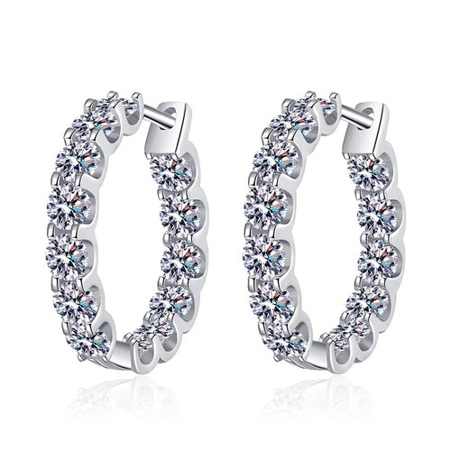 Moissanite Hoop Earring 925 Sterling Silver