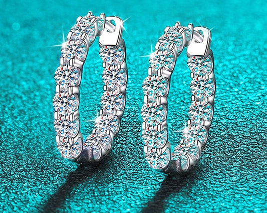 18k Plated Full 2.6CT Moissanite Hoop Earrings