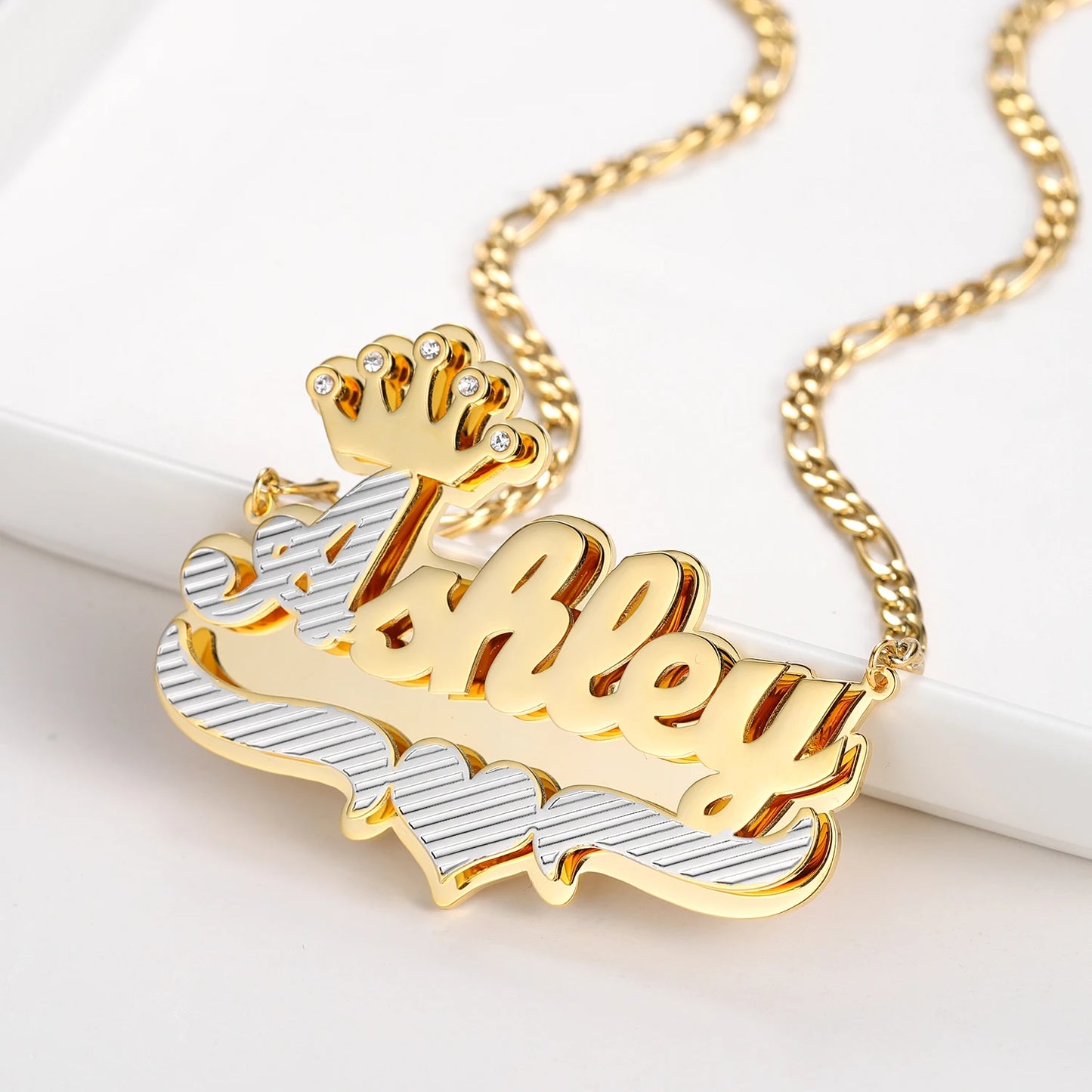 Custom Two-Tone Double Layer Personalized Necklace