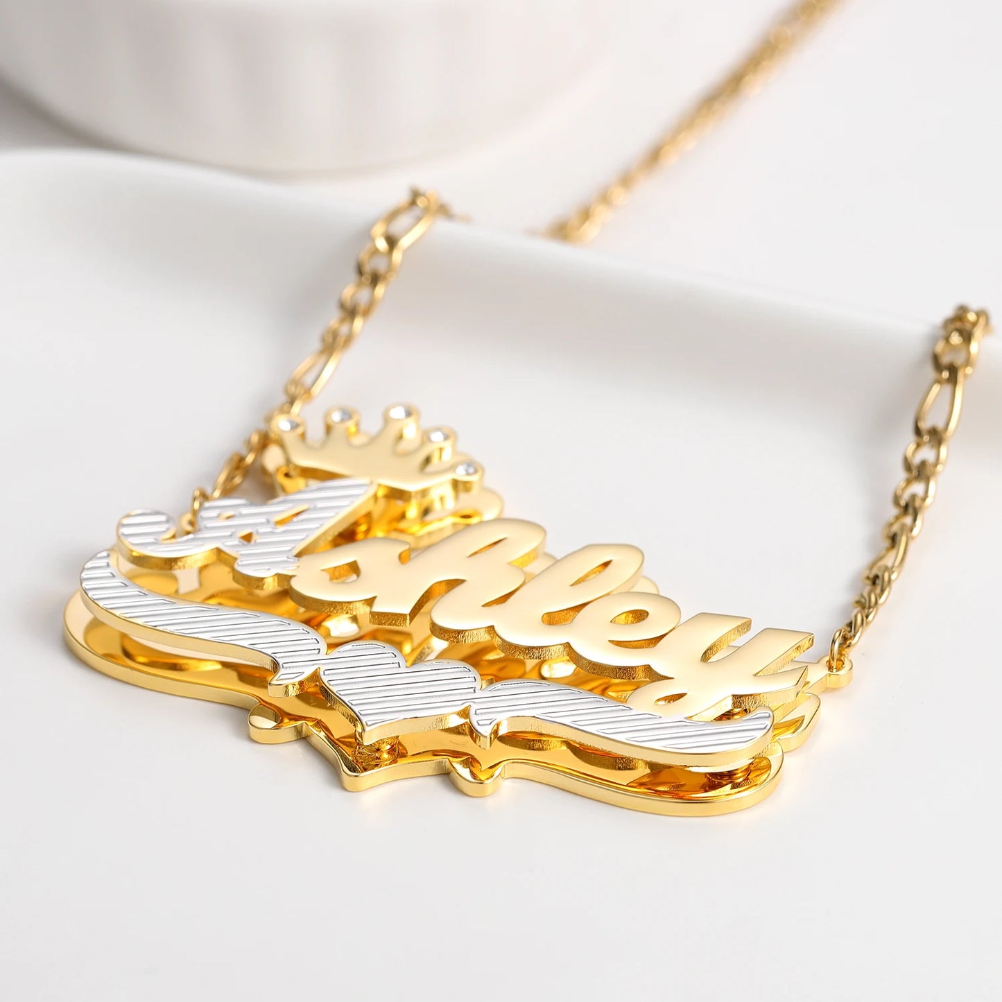 Custom Two-Tone Double Layer Personalized Necklace