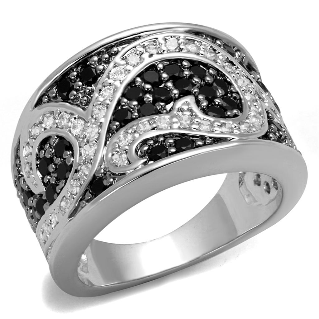 Black Rhodium + Ruthenium Brass Ring with AAA Grade CZ